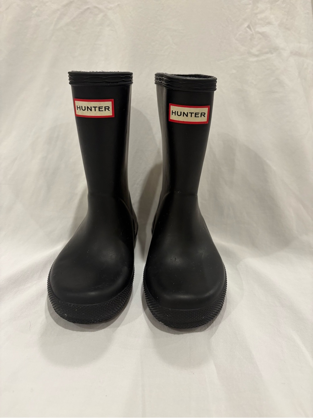 Toddler Hunter Black Rain Boots with Red Logo Trim